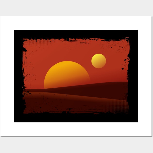 Tatooine grunge frame Wall Art by YellowMadCat